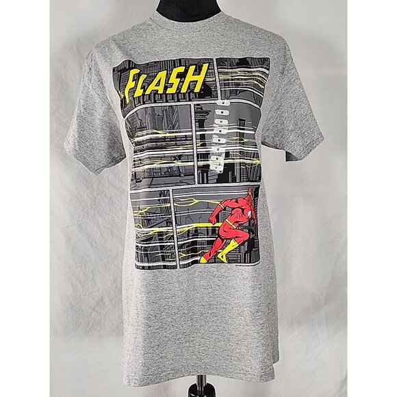 NWT DC Comics Superhero The Flash Grey Graphic Print Short Sleeve T-shirt Medium - Picture 1 of 6